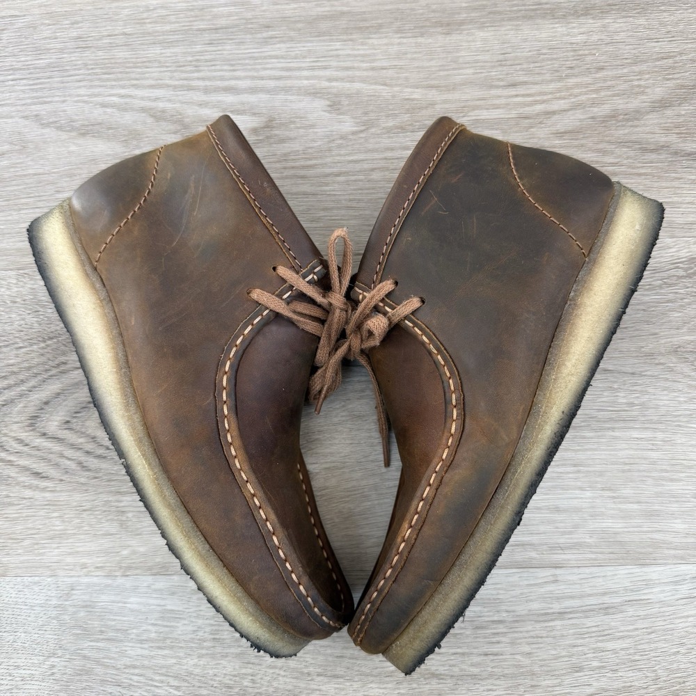 Clarks Originals Wallabee Mens Sz 8.5 Beeswax Leather Crepe Sole Boots Chukka